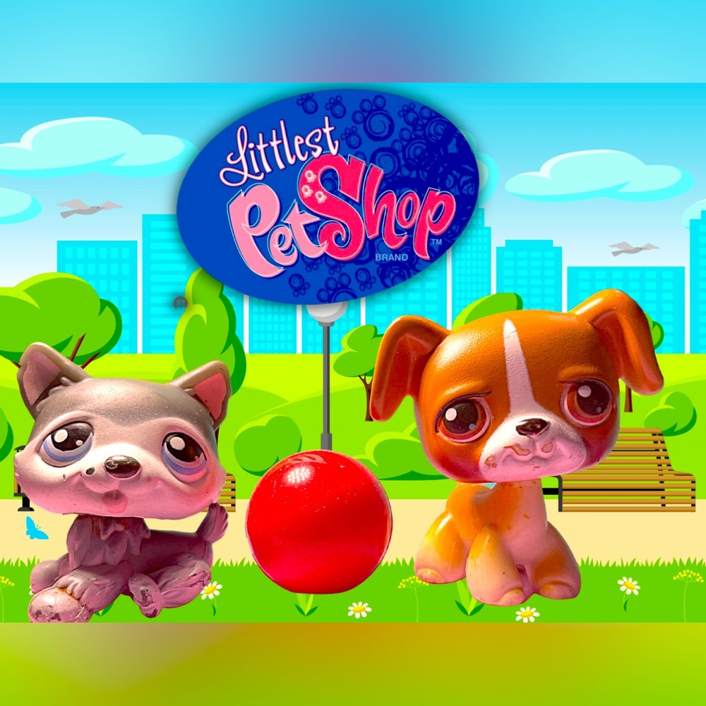 Littlest pet shop pups and red ball accessory